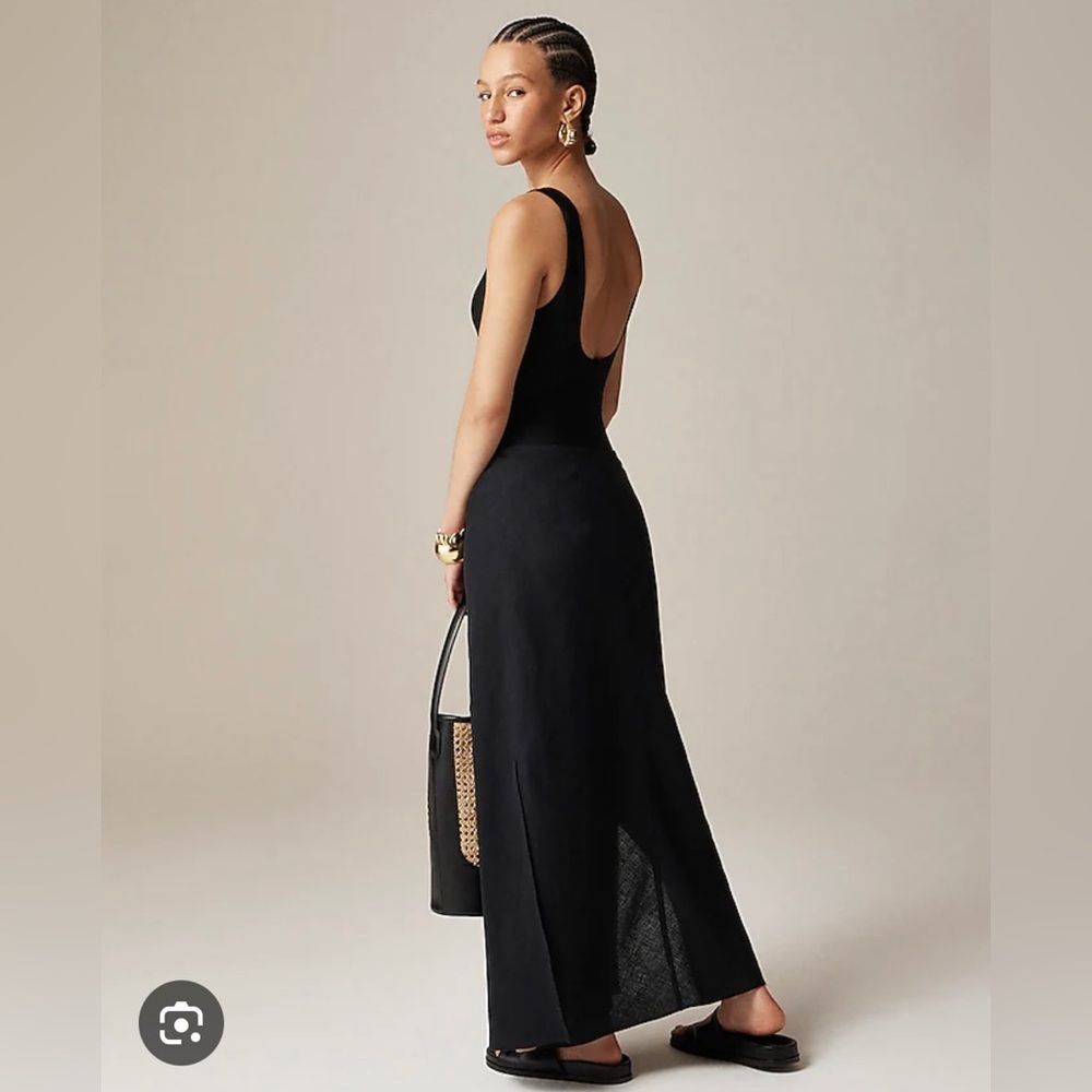 J Crew Gwyneth slip skirt in linen - Black - NWT